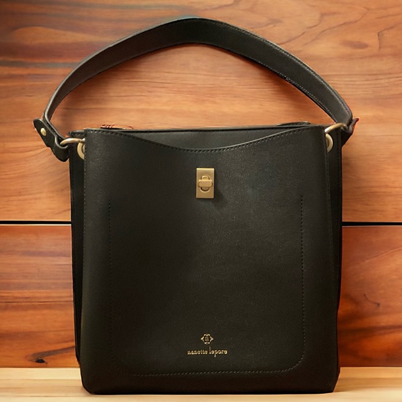 Nanette Lepore Stylish Double Compartment Gold Hardware Hard Poly Bag! - Picture 1 of 13